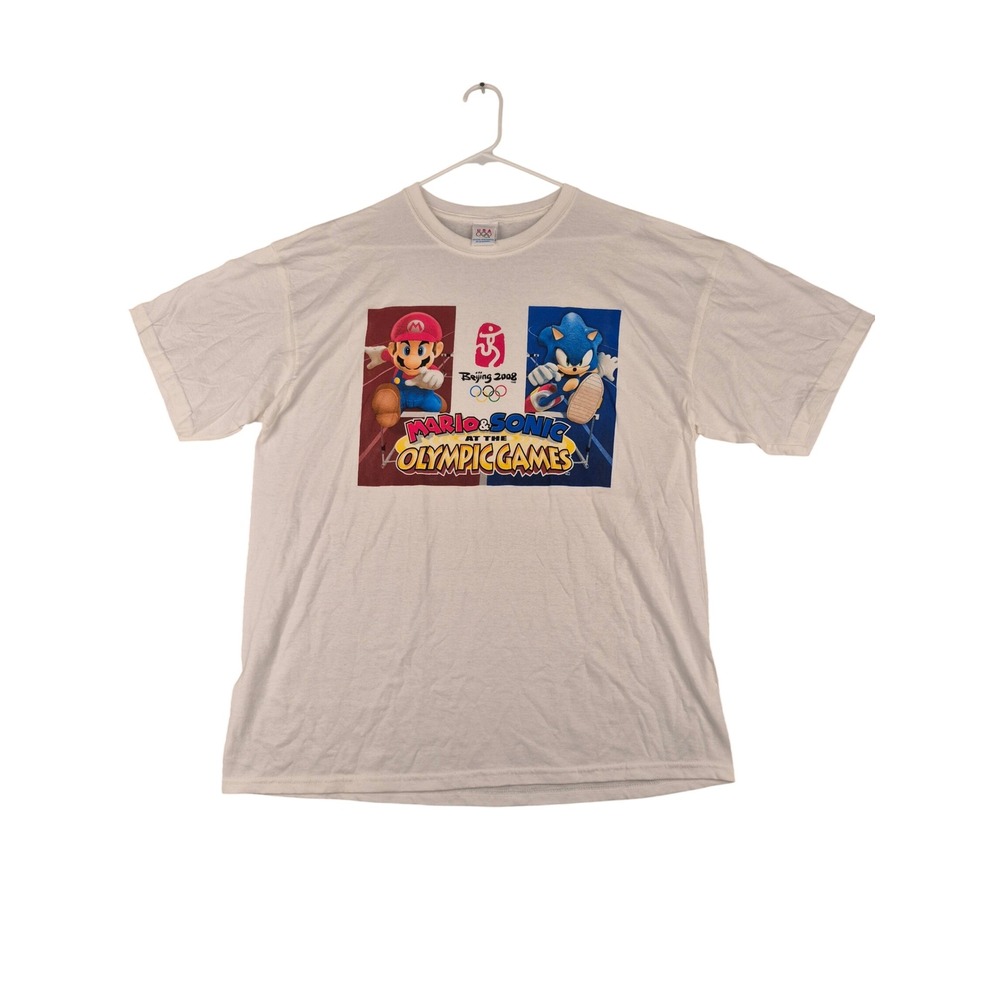 Mario & Sonic at the Olympic Games Beijing 2008 White Graphic Promo Shirt XL